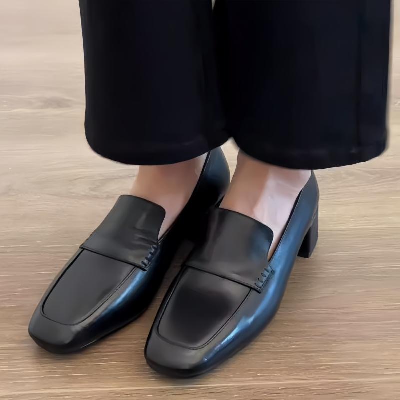 Fashion Square Toe Mid Heel Shoes 2025 Fashion Casual Loafers Office Dress Up Women Pumps Comfortable Soft Single Shoes Zapatos De Mujer