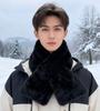 Korean Women's Plush Winter Scarf, High-Grade Pure Color, Thick and Warm Imitation Rabbit Fur Neck Wrap