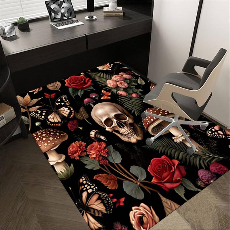 

1PC Skull Flowers Non-Slip Floor carpet, Office, family, bedroom, Studio - Large Area Rug, Vibrant Colors, Longlasting Material-C0469 60cm by 90cm