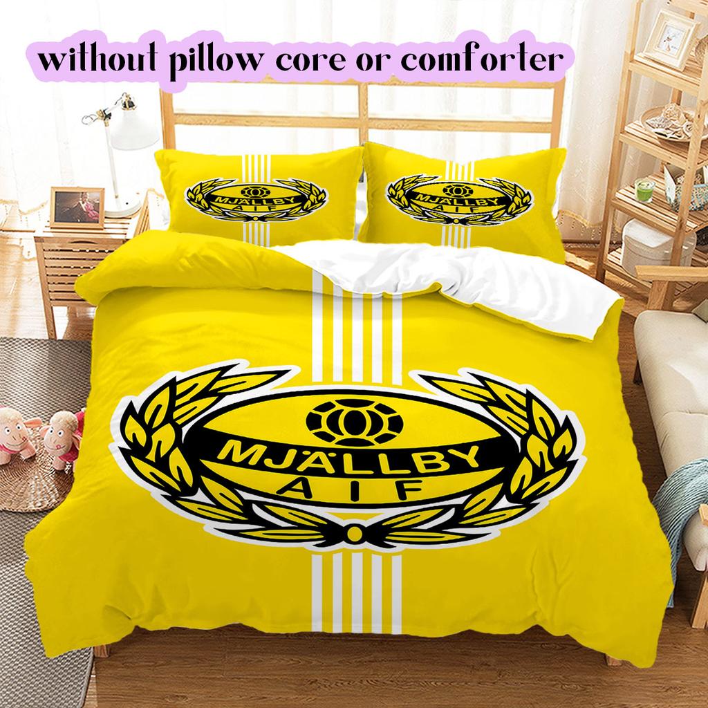 Mjällby AIF football Pattern Bedding,Quilt Set Quilt Cover Pillowcase Home Birthday Gift (1*duvet cover+2*pillowcase,without core)