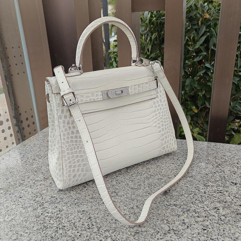 

Сумка с пряжкой, новая, из натуральной кожи, белая поясная сумка, гималайский крокодиловый узор, сумка из коровьей кожи на плечо 25x10x18cm белый
