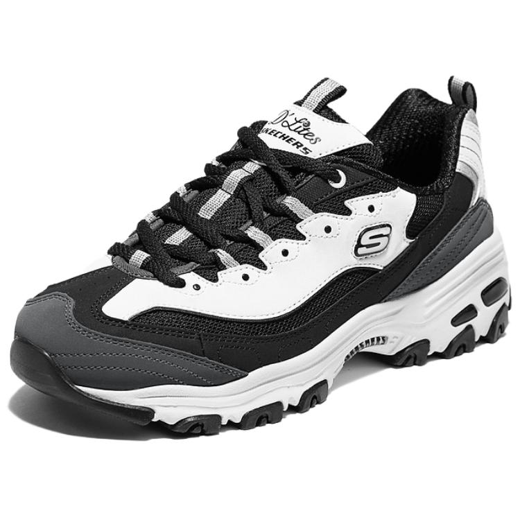 Skechers DLites 1.0 Comfortable Fashion Durable Low-Top Dad Shoes Women Sneaker Black White 150555-BKW