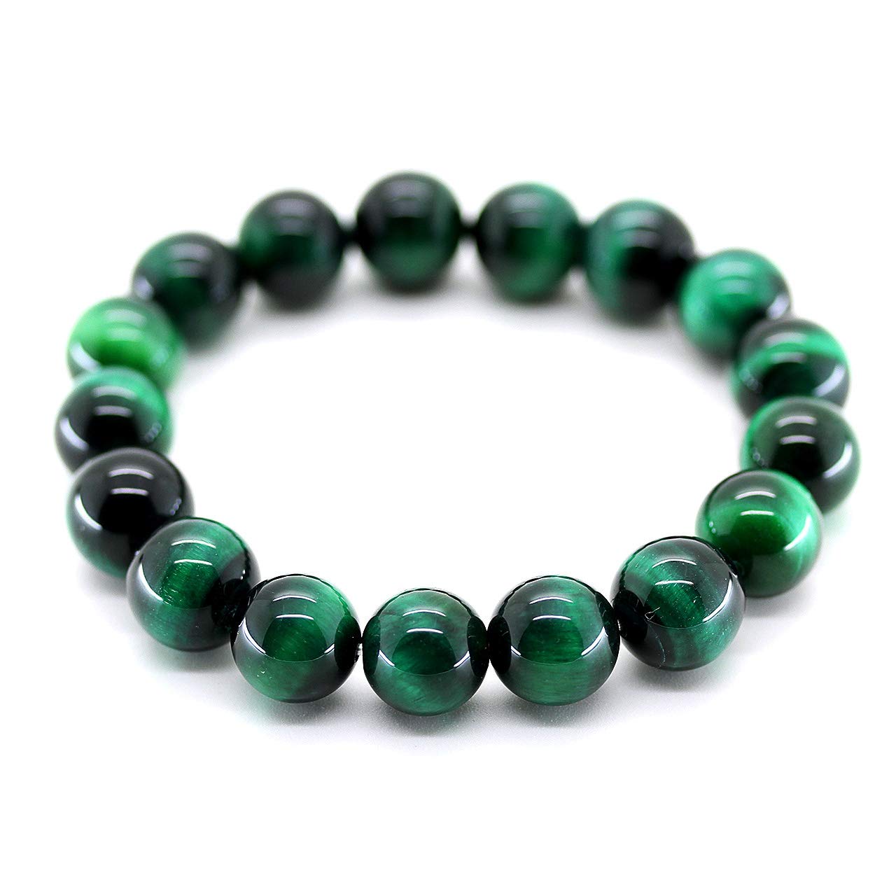 

Green Tiger Eye Bracelet 12mm Natural Stone Power Stone Inner Circumference 17cm Good Luck with Money [Ishiki] Men s Approx. [b106_2] зелений