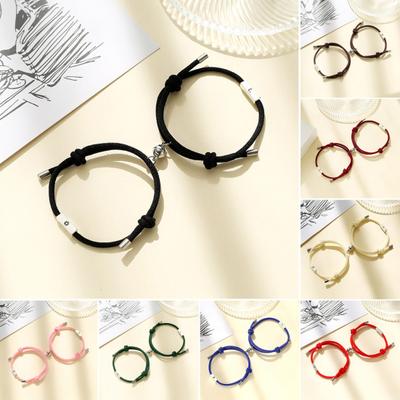 1 Pair Braiding Bracelet Colorfast Decoration Multicolor Optional Adjustable Couple Bracelet for Holiday