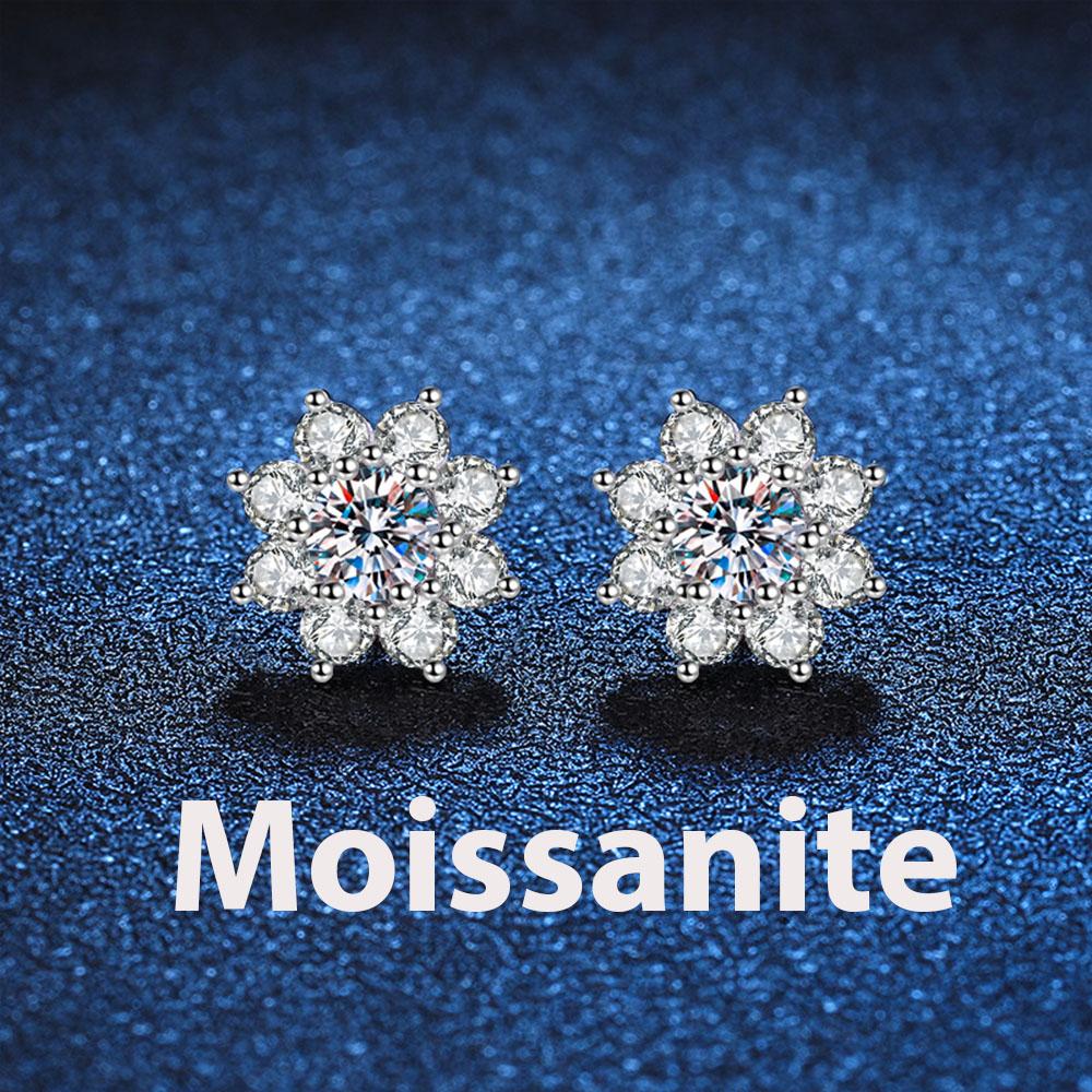 0.3-0.5ct Moissanite Earrings for Women Lab Grown Diamond Ear Studs 925 Silver Fine Jewelry Gift