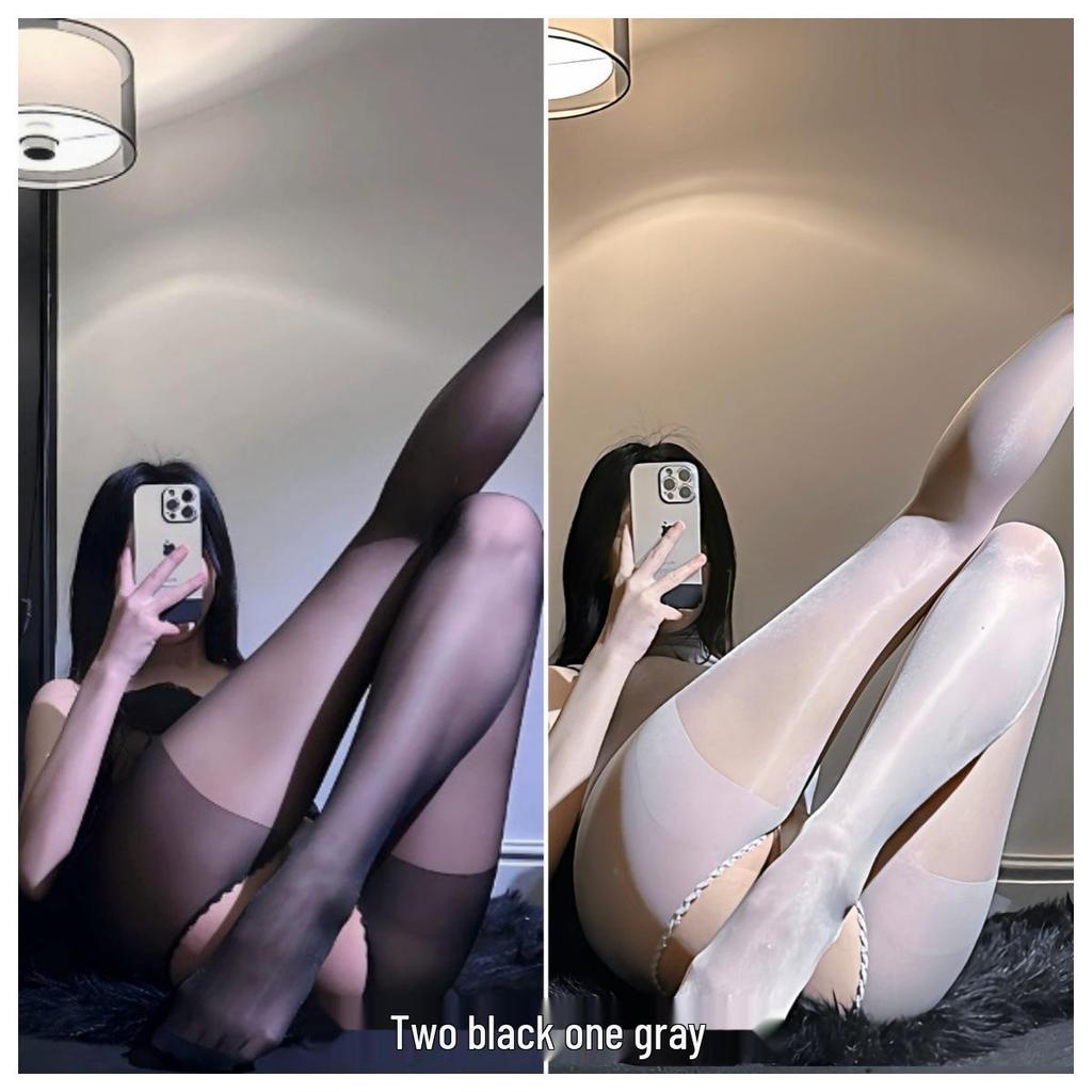 Ultra-thin Open-Crotch Tear-Away Black Stockings with Sexy Style