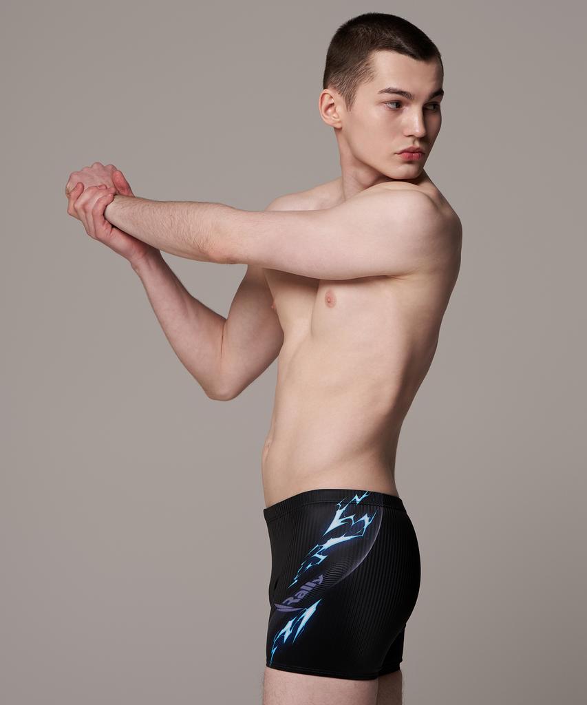 Laelliseupocheu [Osmq671 Blk] Solid Square Men'S Swimsuit Black