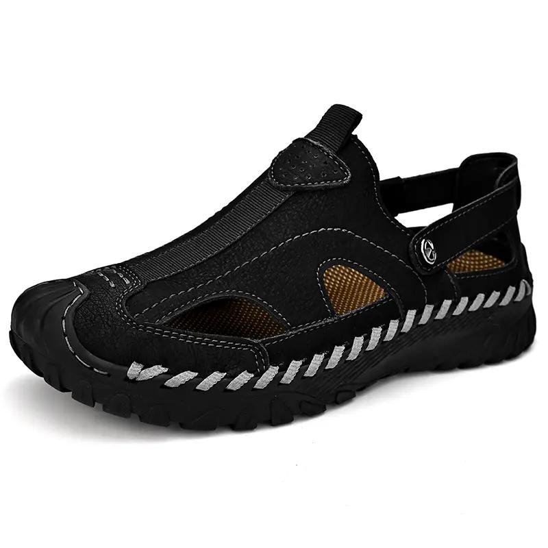 

Casual Beach Breathable Men Sandals Fashion Hollow Soft Bottom Lightweight Comfortable Shoes Zapatos Para Hombres De Verano 46 чорний