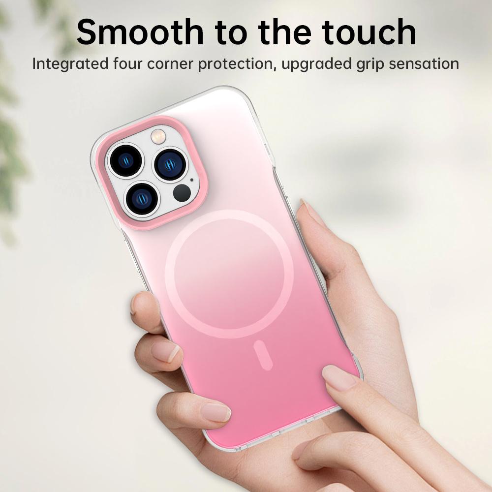 For iPhone 13 Pro Max Magnetic Case Gradient Design Borderless IMD TPU+PC+PET Phone Cover