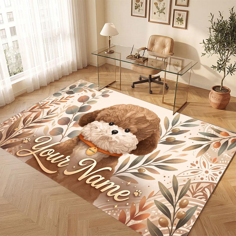 Decorative Artwork Theme Crystal Velvet Floor Rug Personalized Custom Name Text Warm Carpet Home Decoration