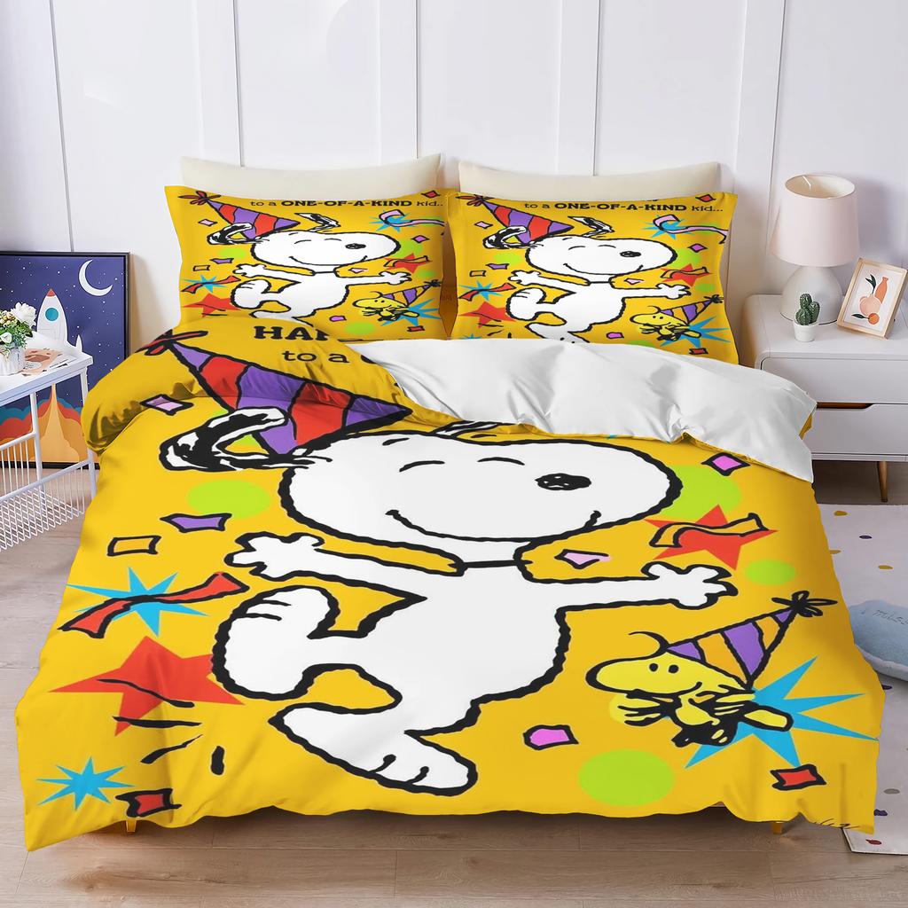 Snoopy Couple Bedding Set Duvet Cover Twin Size Sets 100% Polyester 3d Children'S Bedding Set 3-Piece 1 Quilt Cover