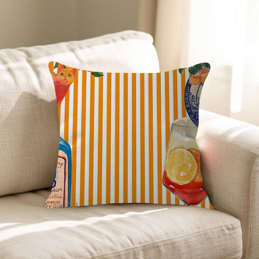 Aperol Spritz Art Pillow Cover Sofa Cushion Cover Home Room Decoration Children Gift
