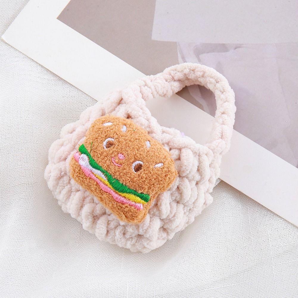 Crochet Mini Knitted Handbag Sandwich Hamburg Earphone Knitted Bag Headset Cover Knitted Portable Coin Purse Little Gift