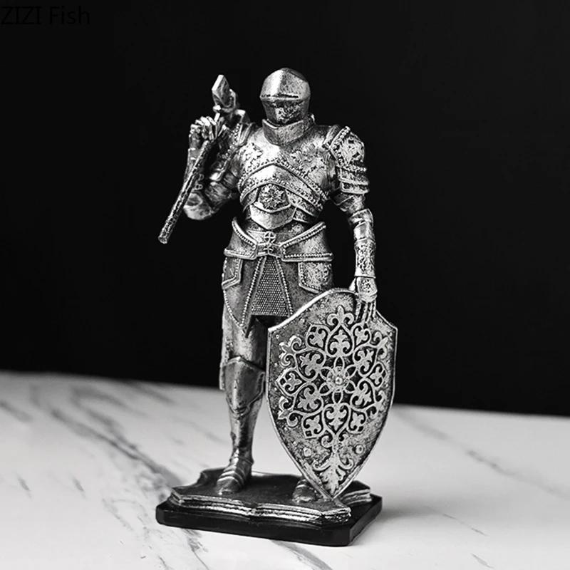 Rycerze Kreatywne Figurki Statua Dekoracja Biurka Ciężko Opancerzeni Rycerze Postacie Rzeźby z Żywicy Estetyczna Dekoracja Pokoju