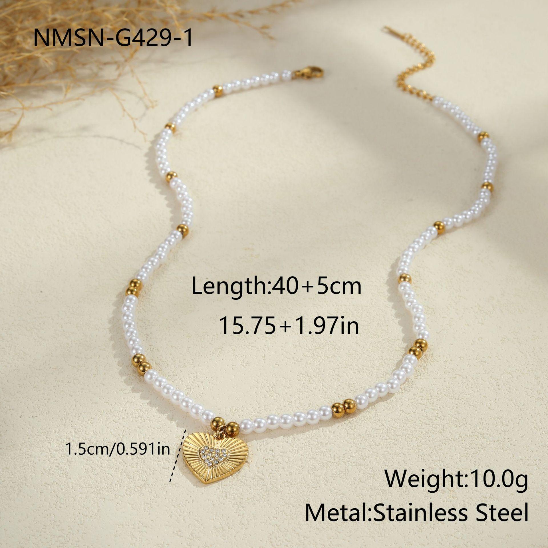 GEMCHIC Women s Imitation Pearl Necklace with Heart Flower Pendant Stainless Steel Clavicle Chain