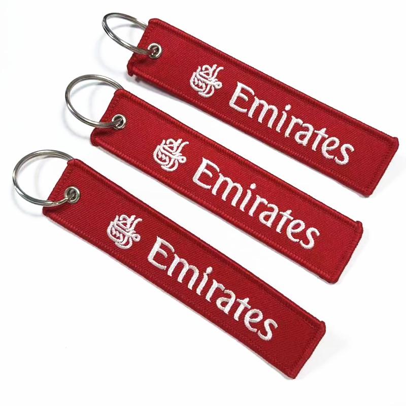 Portachiavi Pendente Ricamato Double-Sided Emirates Airline - Regalo Personalizzato per Attività di Volo