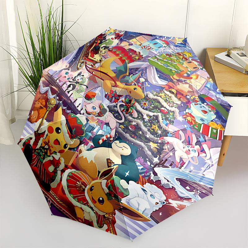 1pc Christmas Celebration Pattern Automatic Umbrella is Fashionable and Good-Looking, Suitable for Travel and Daily Use.J014
