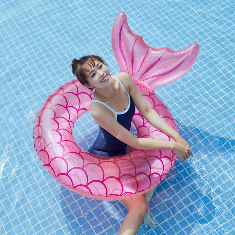 Mermaid Tail Swim Ring Thickened Children's Lifebuoy Adult Water Toy Backrest Mermaid Swim Ring Pvc 0.25 Thickness