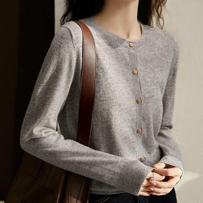 Women Sweaters Cardigans 2025 Autumn Winter Long Sleeve O-Neck Black Knitted Sweater Women Tops Cardigan JJ157
