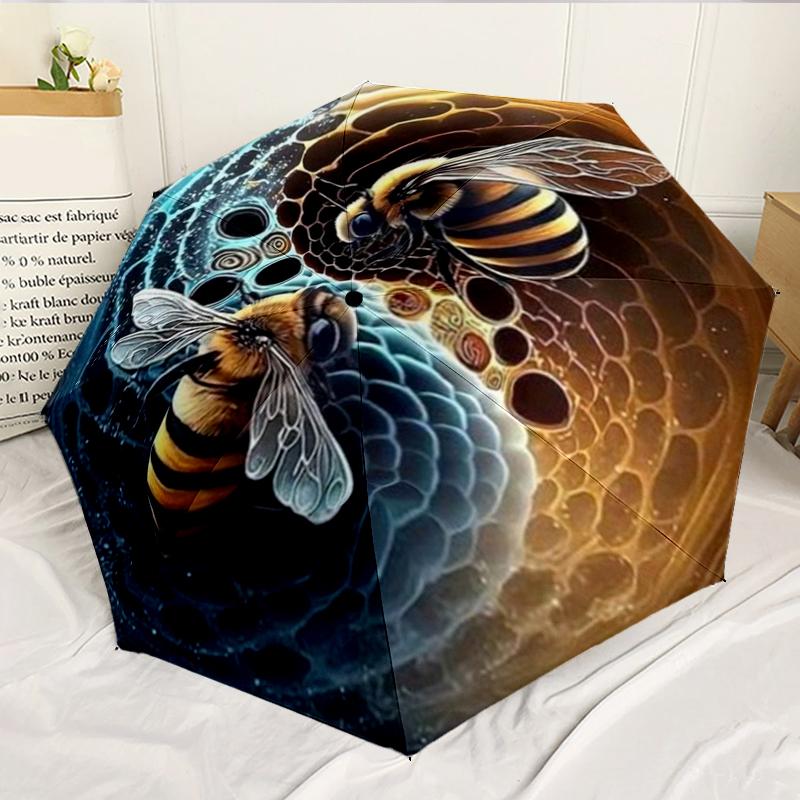 Bee Yin Yang Harmony 8-Frame for Travel, camping, Casual Lightweight Portable Umbrella, Essential for every family Holidays Birthday Gift