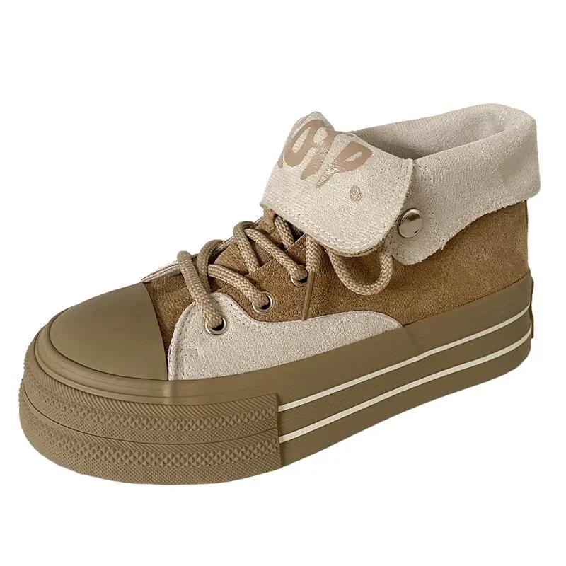 

Мода 2025 Повседневная обувь на платформе для женщин Винтажная мода Весна и осень Спортивные кроссовки Студенческая Удобная женская обувь muj 35 хаки