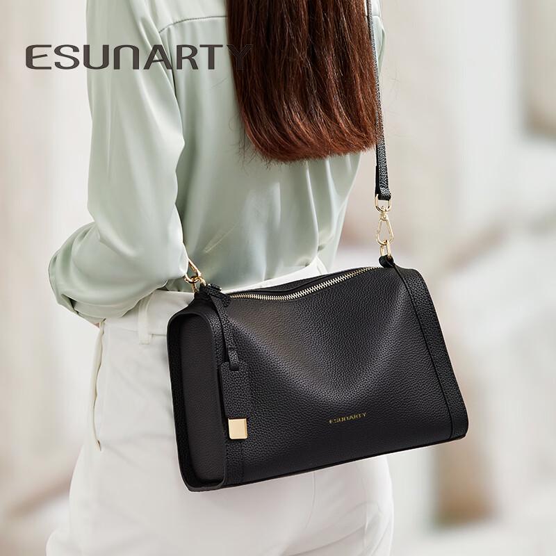 ESUNARTY Women s Leather Boston Shoulder Bag