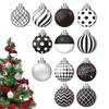 12 Pezzi Palline di Natale a Pois Bianco e Nero Palline Invernali Palline di Natale Rustiche Bianco e Nero