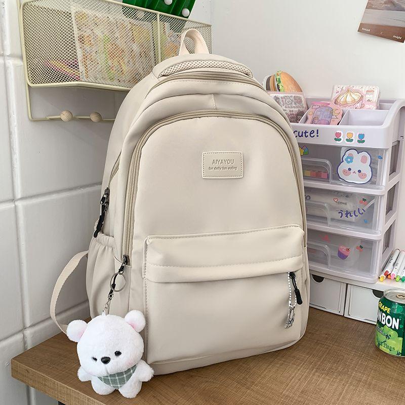 

Alleviation Double-Layer Schoolbag Girls Campus Junior High School Student High School Student Backpack College Student Computer Backpack Minimalist White