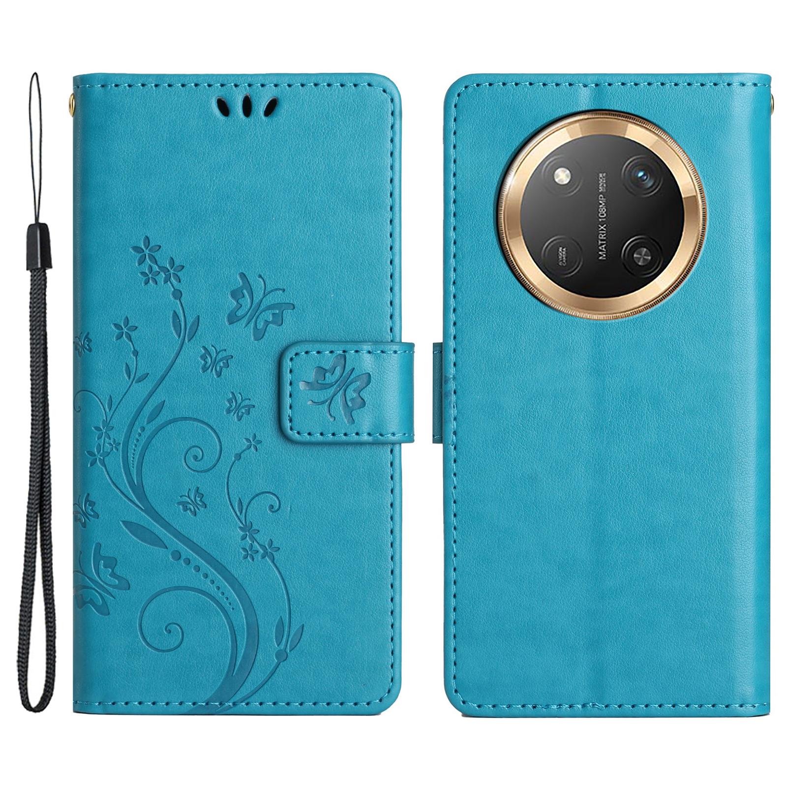 

For Honor Magic7 Lite 5G/X9c 5G/X60 Pro 5G Case PU Leather Phone Wallet Cover with Strap B