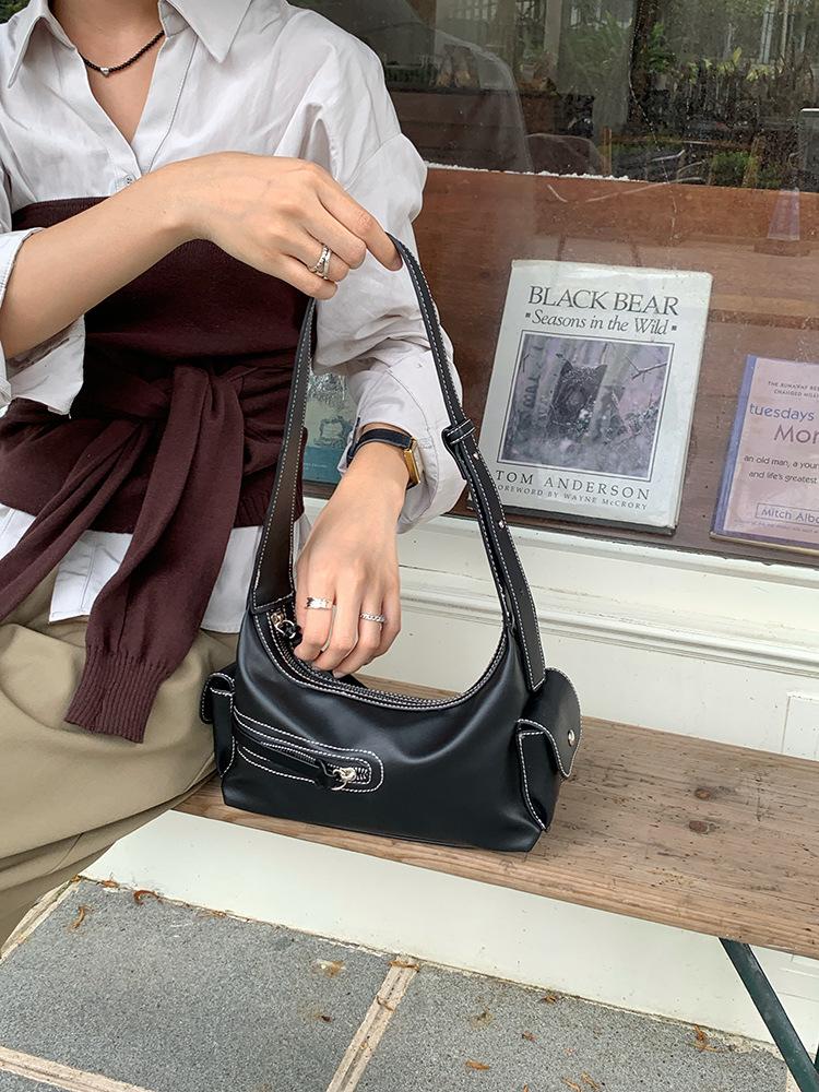 

Vintage Women Armpit bag PU leather Female Shoulder Bag ladies Hand bag Sac A Main black moto biker handbag bolsa feminina totes чёрный