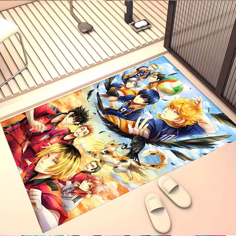 Haikyu Print Rug, Washable Floor Carpet, For Entryway Dorm Laundry Room Office Study, Home Decor Birthday Christmas Gift