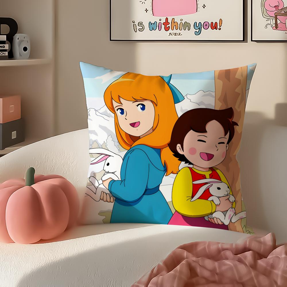 

Cartoon HHeidi Girl of the Alps Cushion Cover Pillowcase Short Plush Invisible zipper Room Sofa Cushion Cover 30X30cm