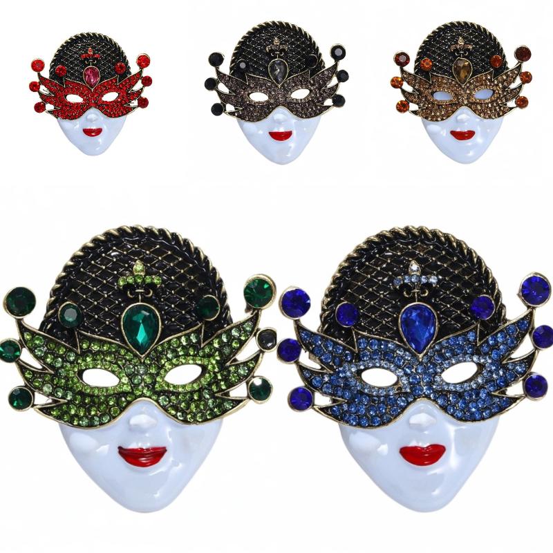 Big Vintage Face Brooches Pins For Women 5-Color Beautiful Rhinestone Figure Party Brooch Gifts