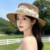 Flat top straw hat female pearl summer travel sun hat vacation beach hat versatile face hat