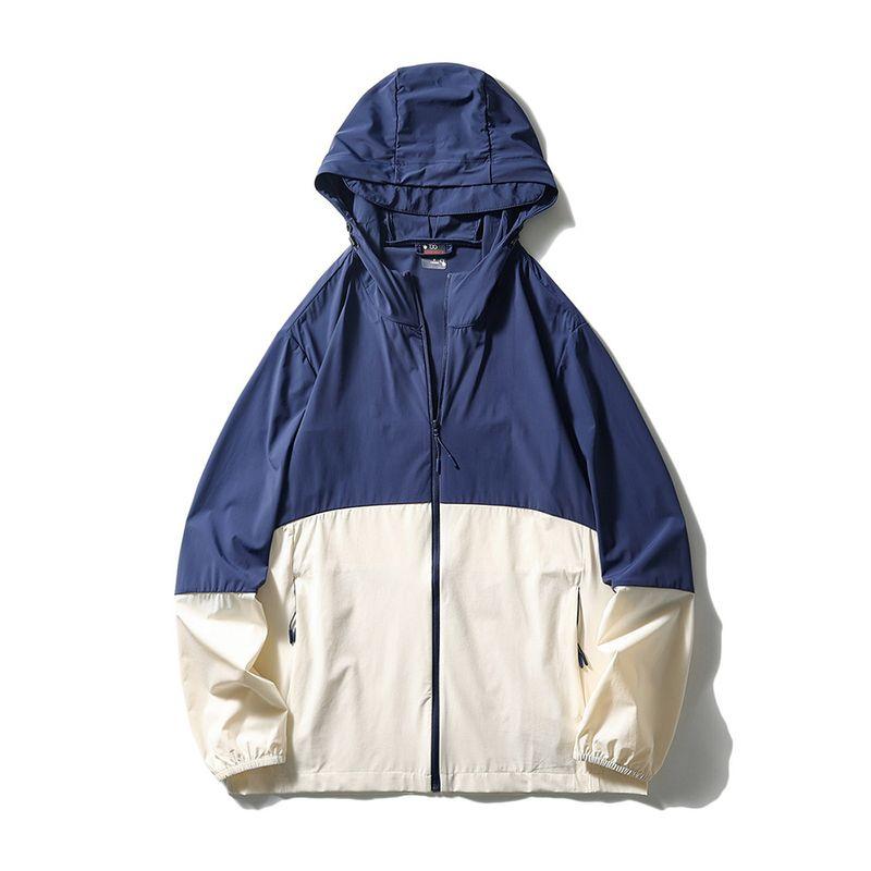 Ultra-Thin Breathable Ice Silk Cold Sun Protection Clothing Men's Stitching Contrast Color Summer Fishing Outwear Export Men's Clothing Wind Shield