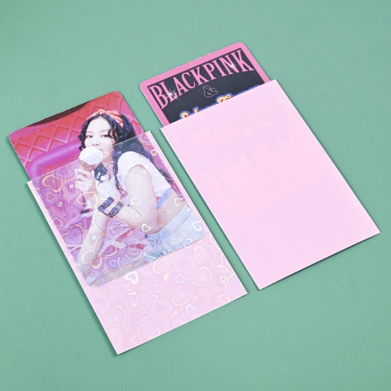 50Pcs Kpop Card Sleeves Card Holder 60*90mm Heart Bling Photocard Holder Photo Card Films Cards Protector Photo Cards Protective