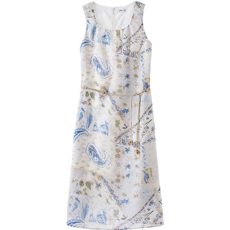 BETU Women s Vintage Resort Print Sleeveless Dress