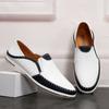 Sommer Neue Herren Echtleder Schuhe Ausgehöhlt Flache Schuhe Atmungsaktive Herren Freizeitschuhe Farbpassender Trend Herren Slipper