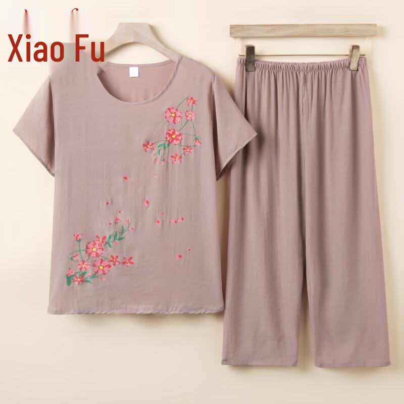 Elderly Women s Plus Size Summer Pajama Set B-3XL