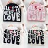 Color Simple Blocked Letter And Heart Pattern Women Casual Warm Hat Knitted
