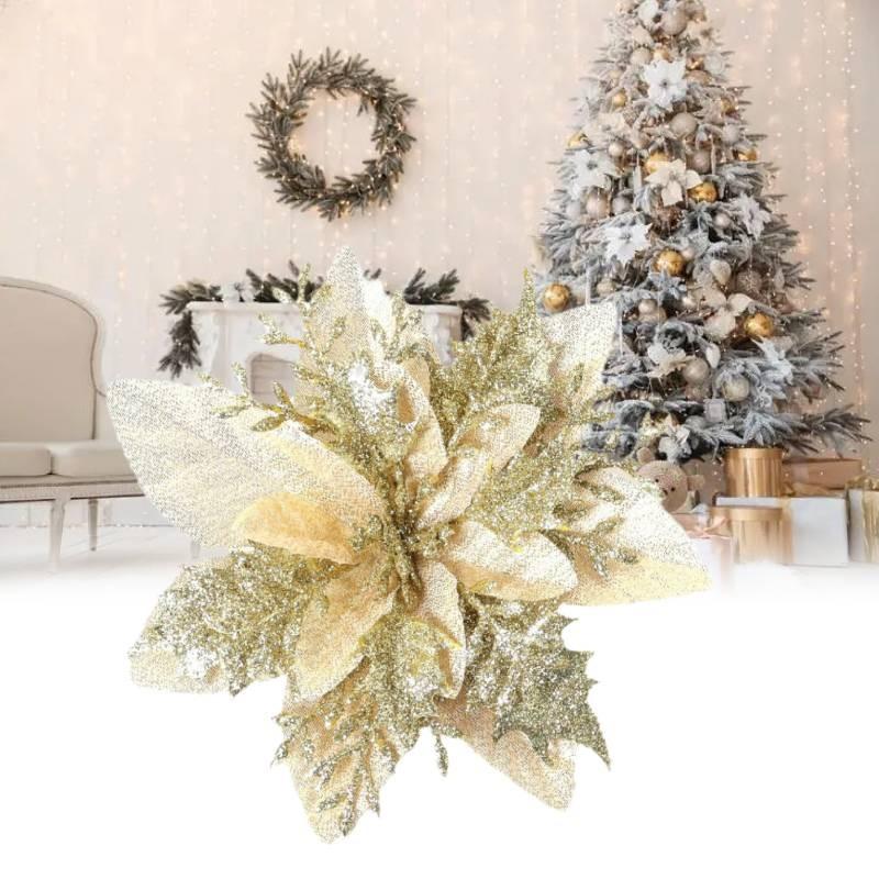 Atemberaubender 14,5 cm Weihnachtsschmuck Glitzernder floraler Kranz für Türen und Fenster