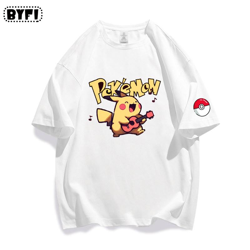 Singer Pikachu Creative Short Sleeved Tshirt Pok É Mon Peripheral Pok É Mon Pure Cotton Half Sleeved Mens and Womens