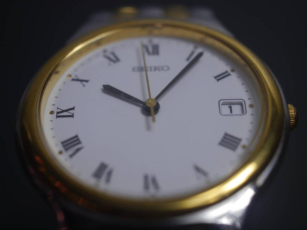 SEIKO quartz date sapphire model working condition 3-hand watch, strap, crystal, 7N42-F080, men's watch, (ab735).