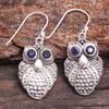 Blue Topaz Silver Earring, Animal Jewelry, 925 Sterling Silver Handmade Jewelry, Owl Earring, Silver Charm Jewelry, Women Earring