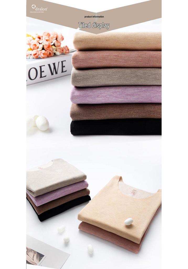Women's Wool Silk Thermal Seamless Base Layer Top with Velvet Lining