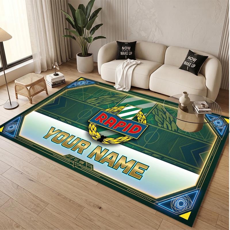 Personalized Crystal Velvet Carpet Rapid Wien FC Pattern Non Slip Floor Rug