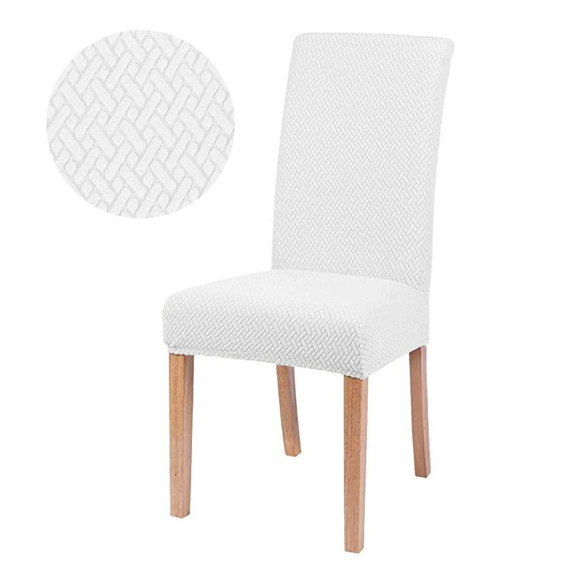 Jacquard Elastic Chair Cover For Dining Room Stretch Thick Kitchen Chair Covers For Dining Kitchen Hotel Wedding Banquet Decor