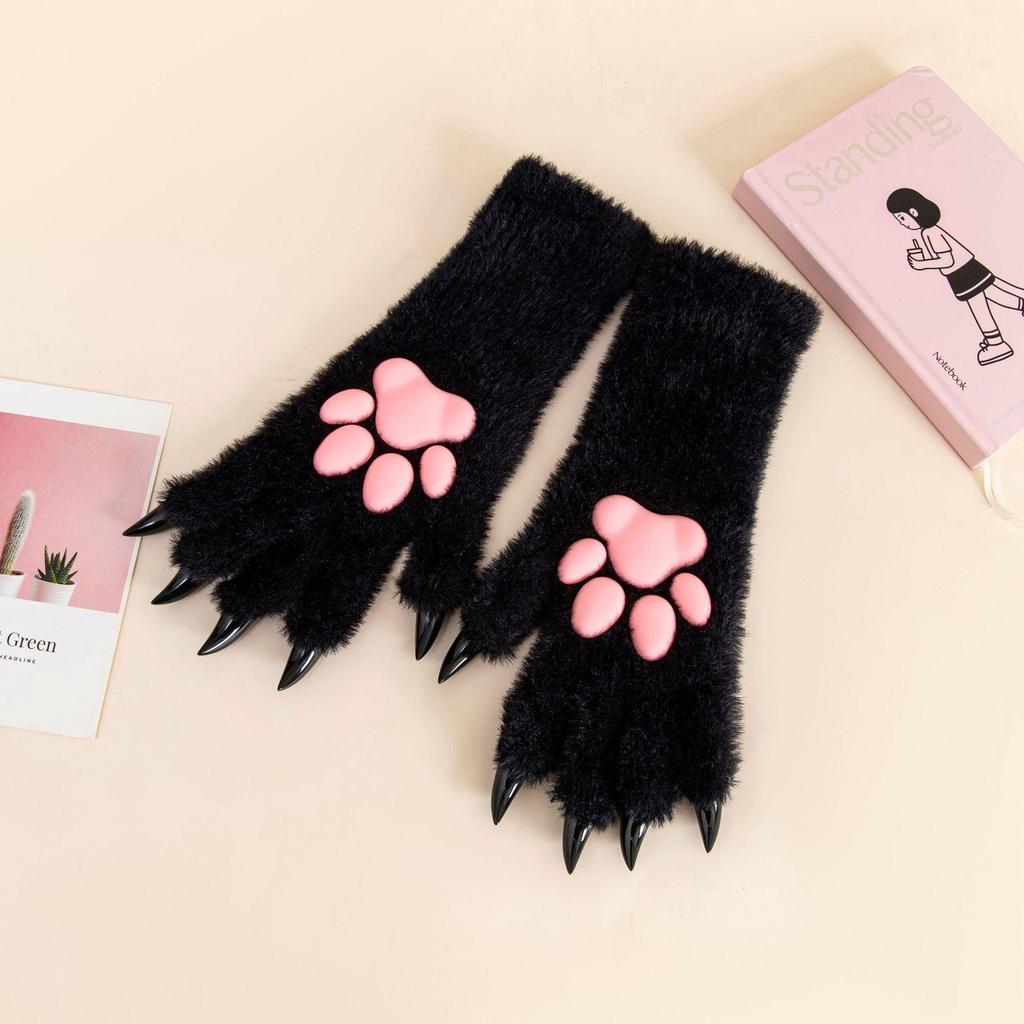 Grenzüberschreitende Halloween Cosplay Warme Plüsch Katzenpfoten-Handschuhe - Cartoon Kätzchen Fursuit