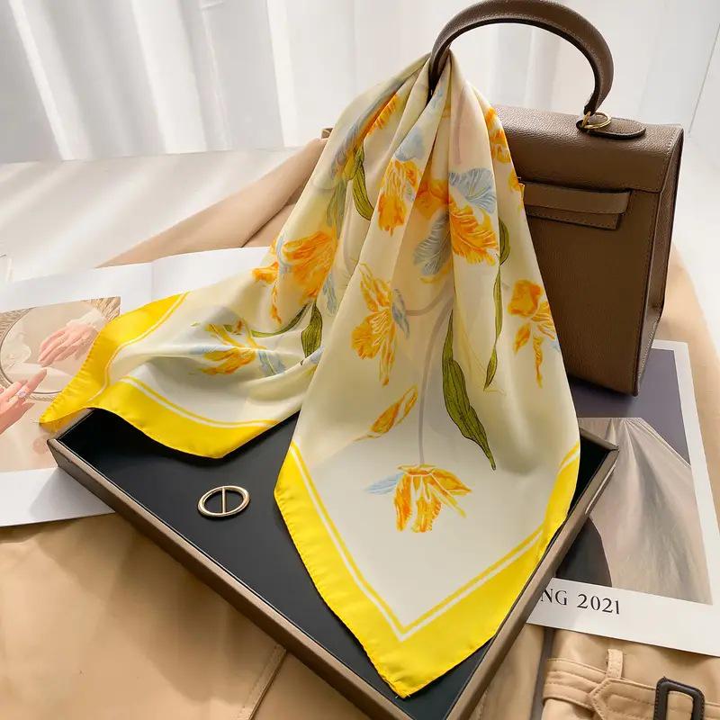 High-End Retro Korean-Style Silk Square Scarf: Versatile Fashion Accessory for Women