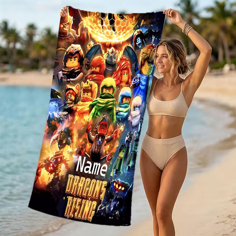 Customizable personalized beach towels Lego Ninjago themed designs.Suitable for the beach, yoga, sports;ideal as beach accessories